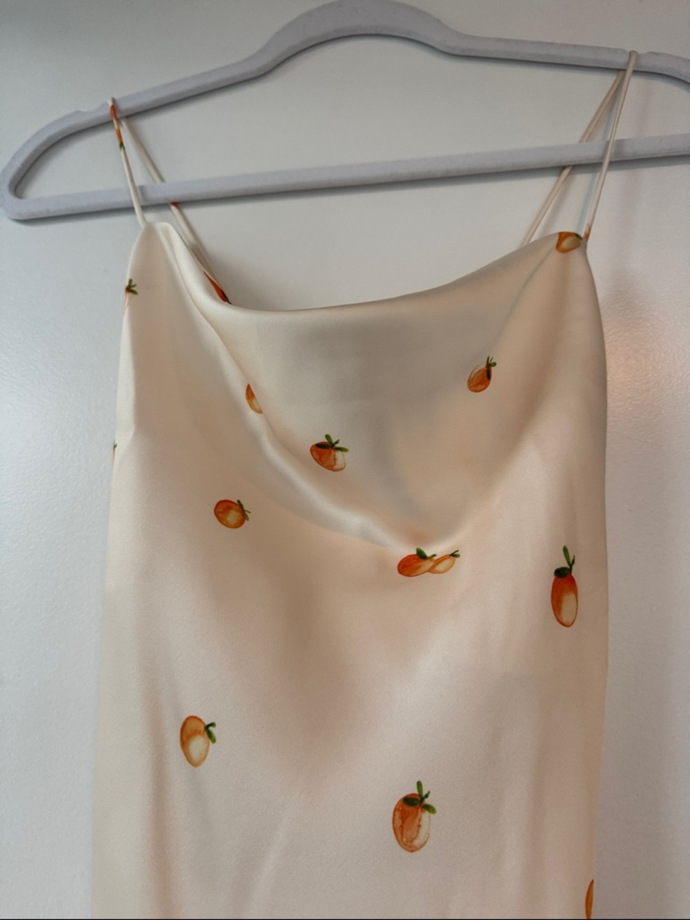NWT NA-KD Orange Print Cream Slip Dress Size 40 fits like 6 - Picture 5 of 15